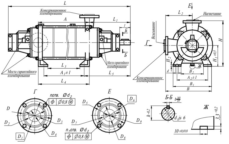 Общий вид насоса чертеж