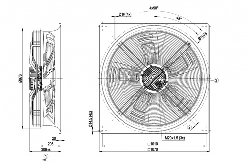 Осевой вентилятор ebmpapst W3G910GU2201