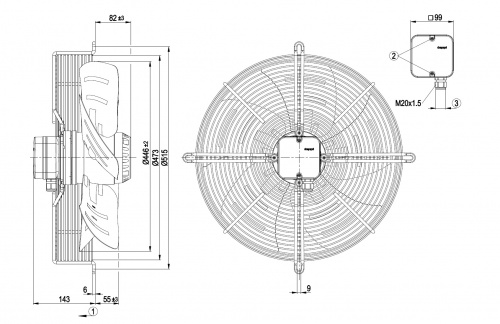 Осевой вентилятор ebmpapst S4E450AV0124 (485/0,49 кВт) 1320 об/мин