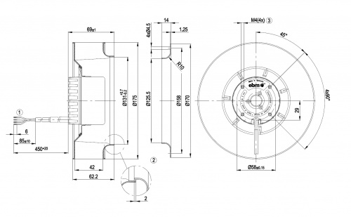 Центробежный вентилятор ebmpapst R1G175AB6302