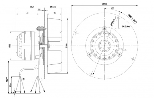 Центробежный вентилятор ebmpapst R2E180CG8201