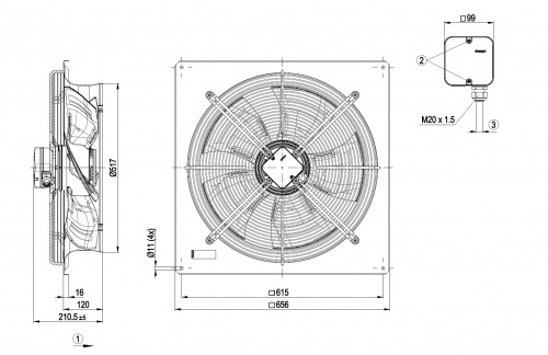 Осевой вентилятор ebmpapst W4D500DJ0306