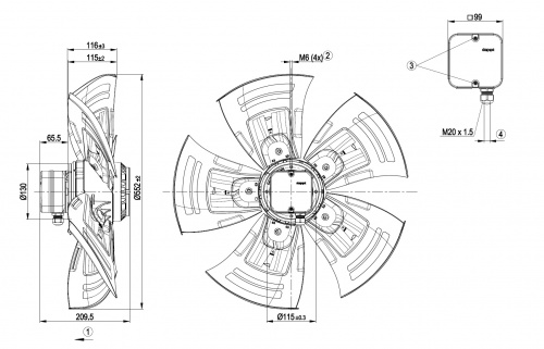 Осевой вентилятор ebmpapst A4D560AN0301