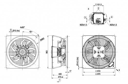 Осевой вентилятор ebmpapst W3G800HU2371