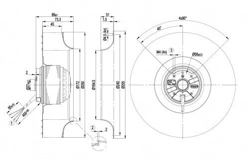 Центробежный вентилятор ebmpapst R2E250AV6501