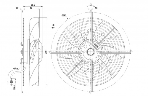 Осевой вентилятор ebmpapst S2D250BI0201