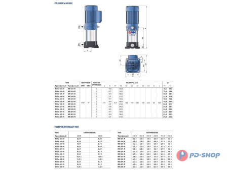 Многоступенчатый вертикальный насос Pedrollo MK 5/4