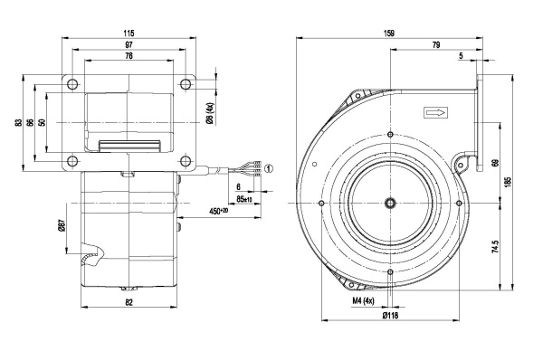 Центробежный вентилятор ebmpapst G1G108AB1713
