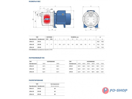 Насос из нержавеющей стали Pedrollo JCR 2 A