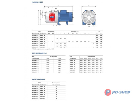 Насос из нержавеющей стали Pedrollo 3CR 60