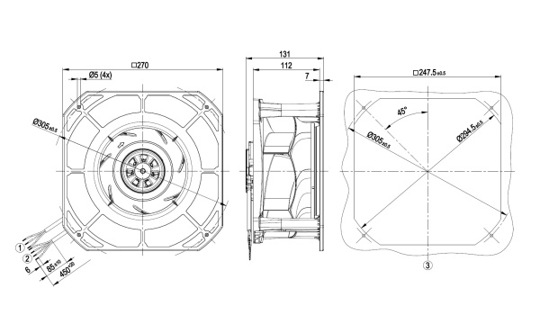 Центробежный вентилятор ebmpapst K3G225RE0703