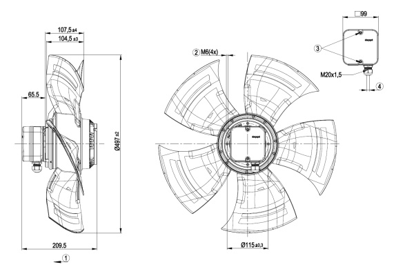 Осевой вентилятор ebmpapst A4E500AM0301
