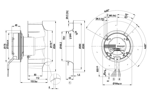 Центробежный вентилятор ebmpapst R3G250AT3971