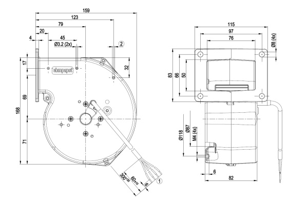 Центробежный вентилятор ebmpapst G2E108AG6301