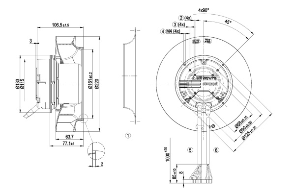 Центробежный вентилятор ebmpapst R3G220RV8301