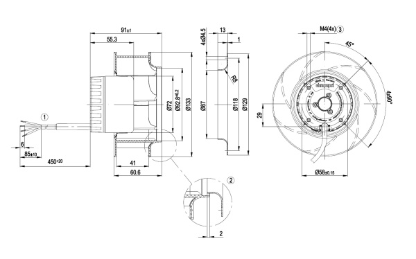 Центробежный вентилятор ebmpapst R1G133AA1702