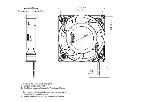 Вентилятор компактный ebmpapst DV 5214/2 NU-805