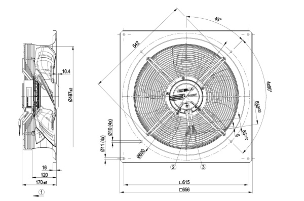 Осевой вентилятор ebmpapst W3G500GN3301