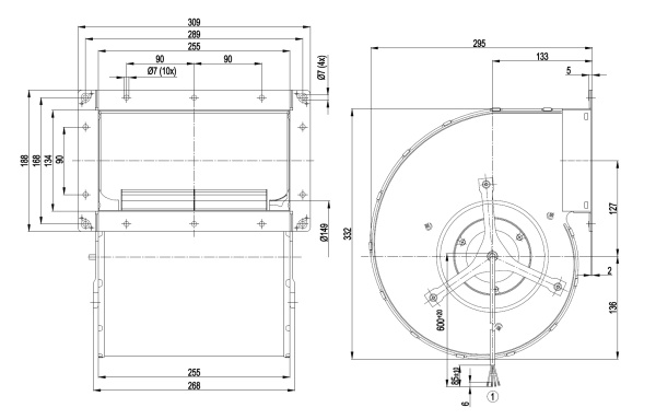 Центробежный вентилятор ebmpapst D4E180BA0202
