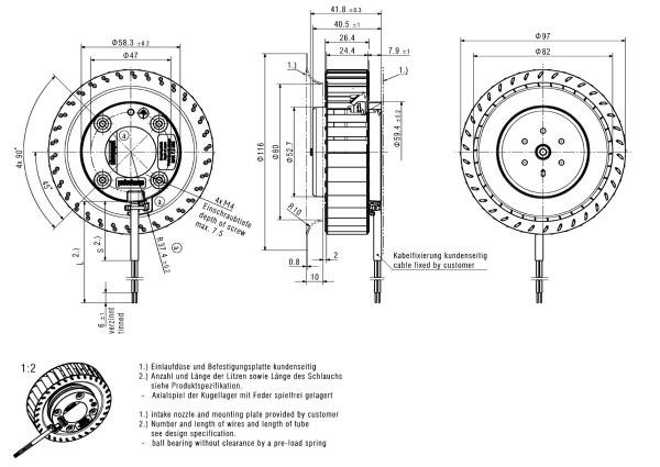 Вентилятор компактный ebmpapst RET 97-25/18/2 TDMPU