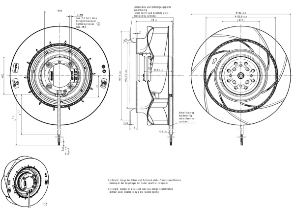 Вентилятор компактный ebmpapst RER 190-39/18/2 TDMOU-232