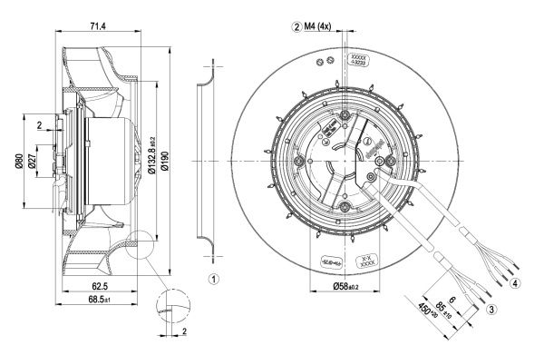 Центробежный вентилятор ebmpapst R3G190RC0503