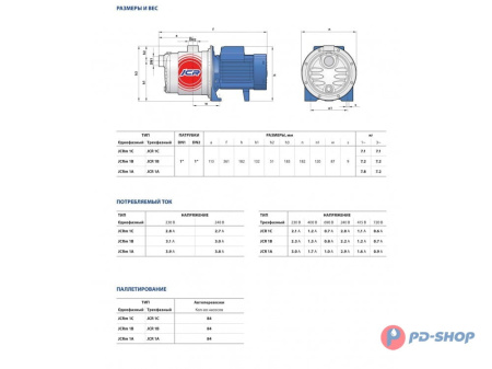 Насос из нержавеющей стали Pedrollo BETTYNOX 3 (JCRm1A)