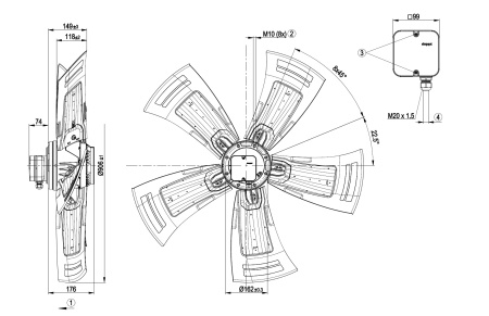 Осевой вентилятор ebmpapst AZD910AG0301
